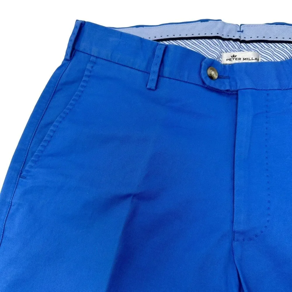 Peter Millar Blue Casual Chino Golf Pants Pima Cotton Spandex Size 33 Stretch‎